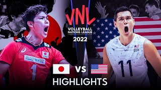 LEGENDARY MATCH  JAPAN vs USA  Mens VNL 2022 [upl. by Nameerf]