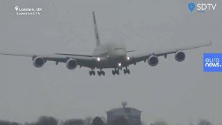 Watch Pilot lands 394ton A380 sideways as Storm Dennis rages [upl. by Reeves]