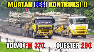 Muatan KONTRUKSI  VOLVO FM 370 UD QUESTER GKE 280 Truk Kontainer GIGA Trailer MERCY AXOR 4028 [upl. by Krystle]