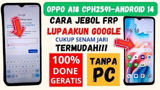 BYPASS FRP OPPO A18 GERATIS TANPA PC⁉️ android 14 CPH2591 [upl. by Shaffert]