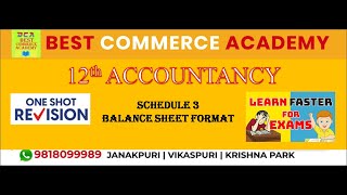 SCHEDULE 3  Format of Balance Sheet  Class 12  Book 3 [upl. by Iknarf]