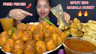 20 SPICY EGG CURRY WITH RICE 🔥FRIED FISHES  EATING VIDEOS  BIG BITES MUKBANG 🤤 [upl. by Anglim]