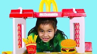 Emma Pretend Play Happy Meal McDonalds Drive Thru [upl. by Asyen]