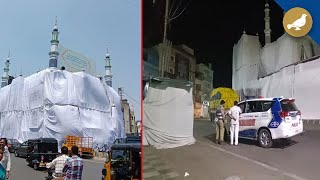 Ahead of Ram Navami Shobha Yatra mosque and dargah are draped in fabric [upl. by Johnstone]