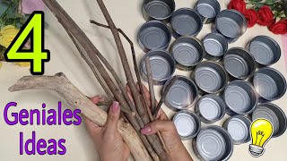 4 Ideas Con LATAS DE ATÚN y RAMAS SECAS Manualidades con Reciclaje♻️👍 [upl. by Bebe]