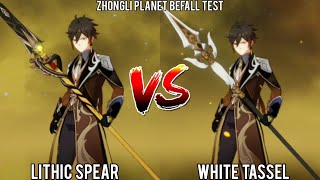 White tassel vs Lithic Spear Zhongli testGenshin Impact [upl. by Vashtee905]