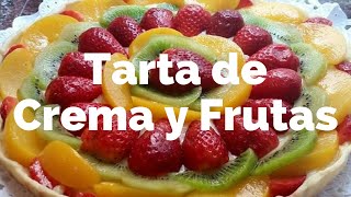 Tarta de crema y frutas receta casera [upl. by Flip359]