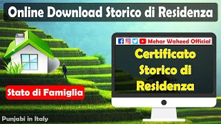 Certificato Storico di Residenza  Storico di Residenza Online  Stato di Famiglia Online in Punjabi [upl. by Secnirp460]