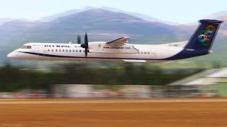 Dash 8 Q400 amp T6 Texan Formation LOW Passes  AFW2015 Airshow  Olympic Air  HAF High speed [upl. by Ennazzus]