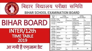 Bihar Board 12Th Exam Date 2019  BSEB 12th Time Table 2019 [upl. by Grider]