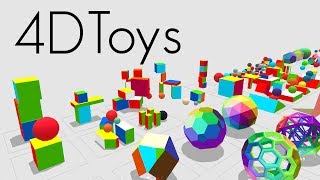 4D Toys a box of fourdimensional toys and how objects bounce and roll in 4D [upl. by Enra]