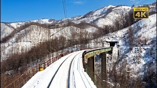 4K CABVIEW Bar  Bijelo Polje  over 1000m winter altitude change from Sea coast to snowy mountains [upl. by Anaihs886]