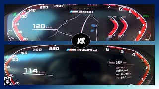 BMW M340d 340HP VS BMW M340i 374HP  100200kmh amp 0100kmh  CarPerformance Media [upl. by Alarick]