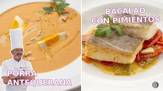 PORRA ANTEQUERANA y BACALAO con pimientos  Recetas tradicionales de la mano de Arguiñano [upl. by Leahicm]