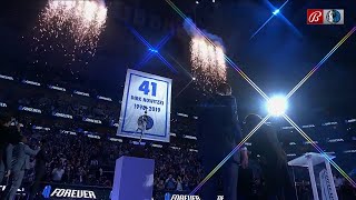 Dirk Nowitzkis No 41 is raised into the rafters [upl. by Pudens]