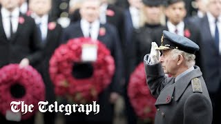 In full King Charles leads Remembrance Sunday ceremony at the Cenotaph [upl. by Leonanie462]