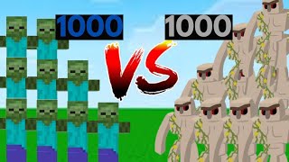 Iron golem vs Zombies in Minecraft  Mob fight minecraft [upl. by Enamrej]