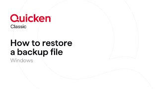 Quicken Classic for Windows  How to restore a backup file [upl. by Ned529]