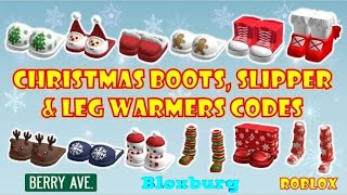 Christmas Boots Slippers amp Leg Warmer Codes amp Links  Bloxburg Berry Avenue  ROBLOX [upl. by Gnouhp]