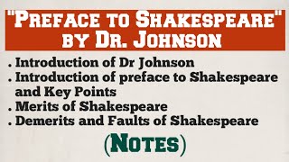 Preface to Shakespeare by Dr Johnson  Notes  ENG301 [upl. by Manuel]