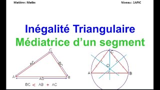 cours complet  Médiatrice de segment et inégalité triangulaire  niveau 1APIC  exercices corrigés [upl. by Darraj404]