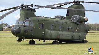 Heldairshow 2017 Chinook startup  Royal Netherlands Air Force [upl. by Afatsum381]