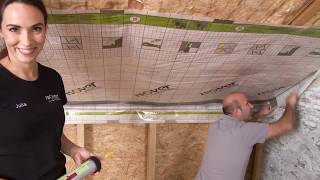 Folienanschluss an die Giebelwand mit Dichtmasse und Vario® ProTape Plus ✔ ISOVER live [upl. by Yelwar]