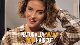 Naturally Wavy Bob Haircut Tutorial  KMS Pro [upl. by Ahsetel317]