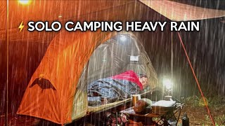 SOLO CAMPING HEAVY RAIN THUNDER WITH TRANSPARENT PLASTIC TARP‼️ [upl. by Orpha]