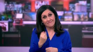 BBC news now with Maryam Moshiri Maryam Moshiri raised a middle finger headlines and intro mock [upl. by Aymahs123]