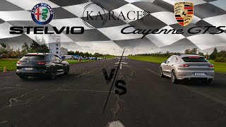 Alfa Romeo Stelvio Quadrifoglio vs Porsche Cayenne GTS Coupe  Drag Race [upl. by Andrade]