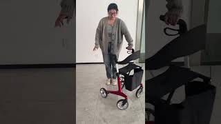 Adjustable Height Lightweight Aluminum Rollator Walker for Elderly with Brake [upl. by Etnauq]