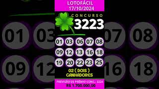 🍀 LOTOFÁCIL HOJE 18102024 CONCURSO 3223 [upl. by Nol]