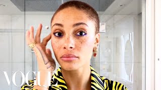 Model Adwoa Aboah’s Guide to Glowing Skin and Easy Colorful Eyeliner  Beauty Secrets  Vogue [upl. by Colston]