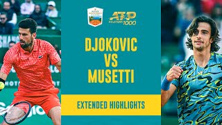 THRILLING Novak Djokovic vs Lorenzo Musetti Match  Monte Carlo 2023 Extended Highlights [upl. by Adnocahs388]