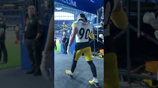 Walk to the field with TJ Watt in Indianapolis steelers nfl shorts [upl. by Ynnek252]