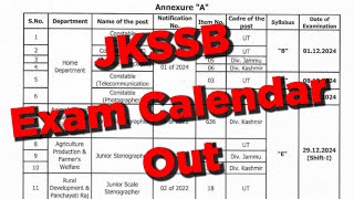 JKSSB Exam Calendar 2024 [upl. by Gwendolen897]