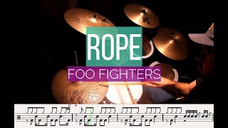 FOO FIGHTERS  ROPE  DRUM COVER WITH DRUM SHEET MUSIC TRANSCRIPTION LESSON  HOW TO PLAY [upl. by Twedy]