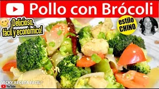 POLLO CON BROCOLI Comida China  Vicky Receta Facil [upl. by Eca71]