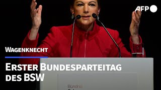 Wagenknecht schießt sich bei erstem Parteitag auf die Grünen ein  AFP [upl. by Ennair]