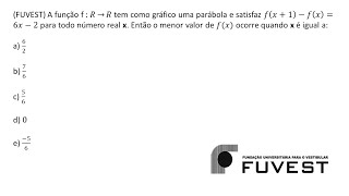 MATEMÁTICA  FUVEST Exercício Resolvido 027 [upl. by Lienad]