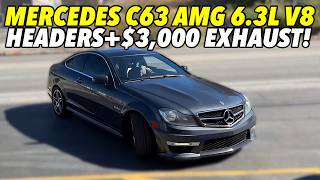 2012 Mercedes C 63 AMG 63L V8 Exhaust Sound w Headers amp 3000 CatBack Exhaust System [upl. by Einial]