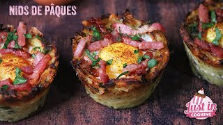 ❀ Recette des Nids de Pâques aux Pommes de Terre Fromage Œufs et Lardons ❀ [upl. by Karisa]