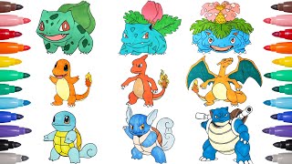 COLORING GEN 1 Pokemon Starters [upl. by Nettirb30]