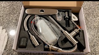 WOWOW Kitchen Faucets with Pull Down Sprayer Brushed Nickel Unboxing [upl. by Atiluj]