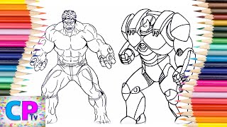 Hulk vs Iron Man Hulkbuster Coloring Pages  Drawing of Hulk and Iron Man Hulkbuster Competition [upl. by Onairelav]