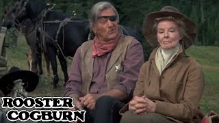 Rooster Cogburn 1975 Film  Katharine Hepburn John Wayne  Review [upl. by Hairakcaz]