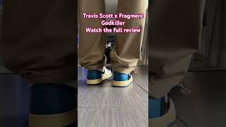 Jordan 1 high Travis Scott x Fragment on foot Hreat replica from kickwho Its the godkiller batch [upl. by Harve]