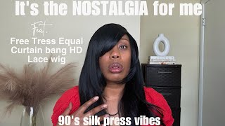 30 UNCLOCKABLE 90’s silk press wig feat Free Tress Equal Curtain Bang HD Lace wig [upl. by Dorinda]