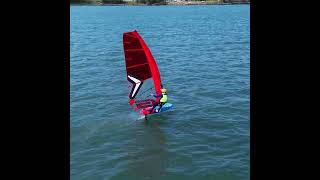 Windsurfing Australia  Tibor on the fly Windfoil windsurf on Lake Macquarie Drone windsurfing [upl. by Terraj]